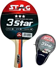 Stag 3 Star Table Tennis Racquet(Multi- Colour, 148 grams, Beginner)