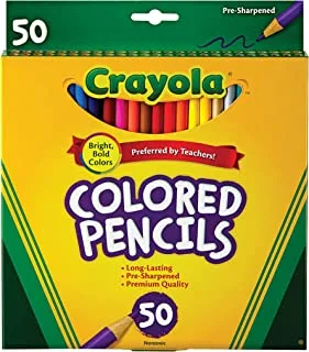 Crayola - Colored Pencils, Pre-Sharpened | Wooden Colored Pencils, Art Supplies for Drawing, Sketching, Painting and Coloring, Long Rod | 50 Pcs