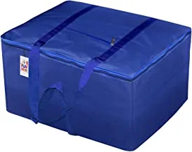 Fun Homes Small Size Lightweight Foldable Rexine Jumbo Underbed Storage Bag With Zipper And Handle (Royal Blue)