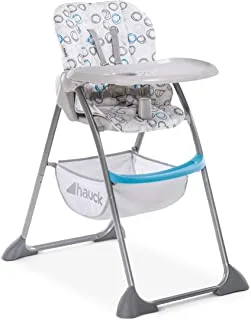 Hauck Highchair Sit N Fold / For Toddler From 6 Months Up To 15 Kg / Compact Folding / AdJustable Backrest And Tray / Large Toy Basket / Circles Blue