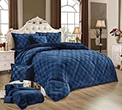 Moon Warm and Fluffy Winter Velvet Fur Reversible Comforter Set, Single Size (210 X 160 Cm) 4 Pcs Soft Bedding Set, Modern Spiral Stitch With Embossed Print Pattern, Green