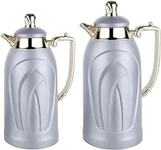 Al Saif Mila 2 Pieces Coffee And Tea Vacuum Flask Set, Color: Matt Gray, Size: 1.0/0.7 Liter, K195664/2Mdsgg