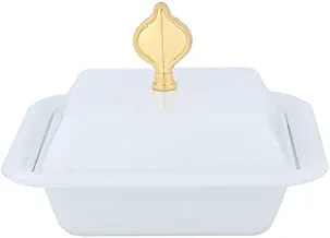Al Saif Iron Date Bowl Size: 15.8x15.8CM, Color: Ivory White/Gold