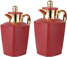 Al Saif Tina 2 Pieces Coffee and Tea Vacuum Flask Set Size: 0.7/1.0 Liter, Color: Matt Burgundy, K195662/2MDRDG