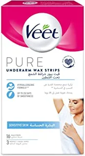 Veet Pure Underarm Wax Strips For Sensitive Skin – 16 Wax Strips