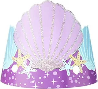 amscan Mermaid Magic Paper Party Crowns - 8 pcs, Multi-Colour, 250827