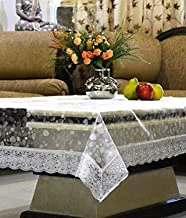 Kuber Industries Waterproof PVC Table Cloth|Round Table Cover|Oil-Proof Table Linen|Indoor Outdoor Use|SILVER