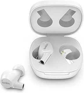 Belkin Wireless Earbuds, Soundform Rise True Wireless Bluetooth 5.2 Earphones With Wireless Charging, Ipx5 Sweat And Water Resistant, With Deep Bass For Iphone, Galaxy, Pixel And More - White