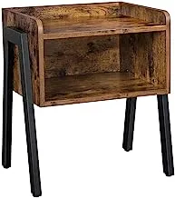VASAGLE ALINRU Nightstand, Stackable End Table, Side Table for Small Spaces, Storage Compartment, Industrial Accent Furniture, Steel Frame, Rustic Brown and Black LET54X