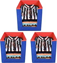 Kuber Industries Shirt Stacker|Baby Clothes Organizer|Drawer Closet Organizer|Cloth Storage Box|Pack of 3 (Blue & Red)