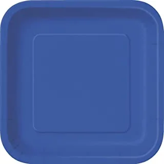 23cm Square Royal Blue Party Plates, Pack of 14