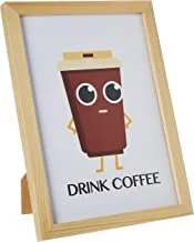 LOWHA Drink coffee Wall Art with Pan Wood framed Ready to hang for home, bed room, office living room Home decor hand made wooden color 23 x 33cm By LOWHA