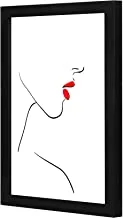 LOWHA face with red lips Wall art wooden frame Black color 23x33cm By LOWHA