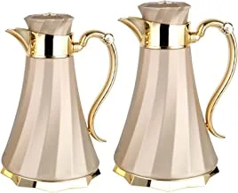 Al Saif 2 Pieces Coffee And Tea Vacuum Flask Set Size: 0.7/1.0 Liter, Color: Biege, K195663/2Beg