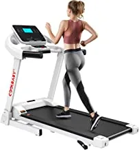 Coolbaby Folding Treadmill Electric For Adult Fitness Equipment Indoor Outdoor,5'' Lcd Screen 110Kg-Max Bearing,Pbj-X2,White