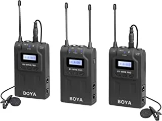 Boya BY-WM8 PRO K2 UHF Wireless Lavalier Microphone System Wireless Transmitters & Receiver for Canon Nikon Sony DSLR Camera XLR Camcorder Phone Interview Video Recording Live Stream