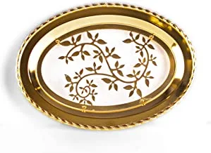 SOLETER Deluxe Metal Candy Tray Ovel Shape High Quality Stainless Steel & Warming Gift Gold Size- (L)35.8X(W)26.2X(H)2.5CM