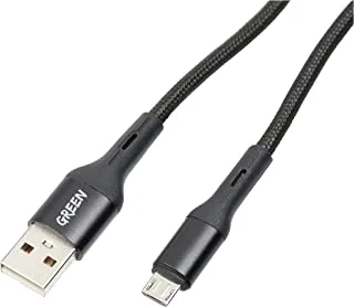 Green Braided Micro Usb Cable 3M 2A - Black