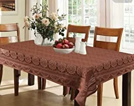 Kuber Industries Circle Design Cotton 6 Seater Dining Table Cover (Brown)