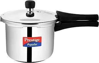 Prestige Mpp20651 Popular Sleek & Simple Stainless Steel Pressure Cooker, Silver, 3L