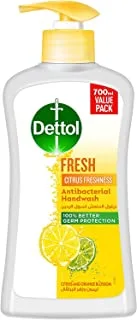Dettol Handwash Liquid Soap Fresh Pump for Effective Germ Protection & Personal Hygiene, Protects Against 100 Illness Causing Germs, Citrus & Orange Blossom, 700ml