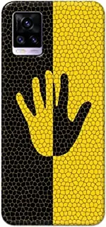جراب Jim Orton بتصميم غير لامع مصمم لهاتف Vivo V20-Handprint Yellow Black