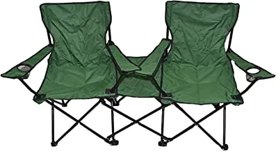 Set of 2 foldable camping chairs with pockets & hand bag, AL007, Dark green