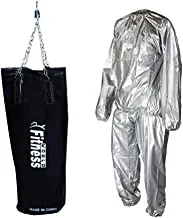 Fitness World, Unfilled Boxing Punch Bag, 80cm/Unisex Sauna Suit, Size M, Silver And Black