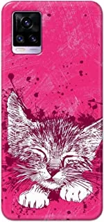 جراب Jim Orton بتصميم غير لامع مصمم لهاتف Vivo V20-Cat Sketch Pink