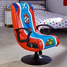 كرسي ألعاب X-Rocker مرخص رسميًا من Nintendo Super Mario ، كرسي قابل للطي مع 2.1 صوت مدمج - ماريو