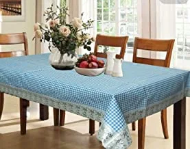 Kuber IndUStries Blue Checkered Design Waterproof Dining Table Cover 6 Seater (60 * 90 Inches)