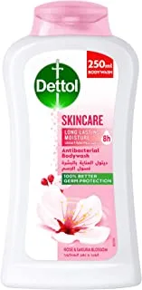 Dettol Skincare Showergel & Bodywash, Rose & Sakura Blossom Fragrance for Effective Germ Protection & Personal Hygiene, 250ml
