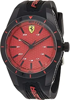 Ferrari Mens Quartz Watch, Analog Display and Silicone Strap
