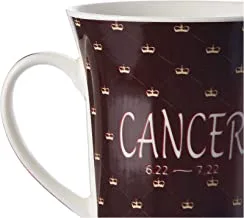 Shallow Porcelain Zodiac Sign Printed Tea/Coffee Mug, Red, 550 G, Bd-Mug-Can