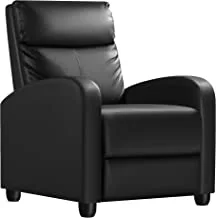 كرسي استرخاء Mahmayi مقعد مبطن من جلد البولي يوريثان لغرفة المعيشة وأريكة مفردة كرسي كرسي حديث كرسي نادي كرسي مسرح منزلي (أسود)
