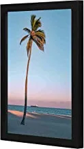 LOWHA Coconut Tree On Seashore Wall art wooden frame Black color 23x33cm By LOWHA