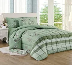 Bed In A Bag Medium Filling King Size Comforter Set, 10 Pcs Floral Bedding Set Size 220 X 240 Cm with Comforter, Quilted Bed Skirt, Pillowcases, Cushion & Bedroom Slippers, Multicolor