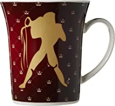 Shallow Porcelain Zodiac Sign Printed Tea/Coffee Mug, Red, 550 g, BD-MUG-AQ