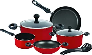 Prestige Cookware set of 9 Piece- Non-Stick | Non Stick Aluminium | Casserole | Sauce Pan | Fry Pan – Red