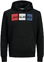Jack & Jones Plus Men Jjecorp Logo Sweat Hood Noos Ps Pullover Sweater, Black, 5XL Plus
