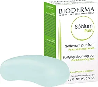 Bioderma Sebium Pain Purifying Cleansing Bar for Combination to Oily Skin، 100G. بيوديرما سيبيوم لوح منظف منقي للألم للبشرة المختلطة إلى الدهنية ، 100 جرام