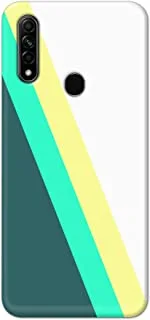 غطاء جراب مصمم بلمسة نهائية غير لامعة من Khaalis لهاتف Oppo A31 / A8-Diagonal Stripcs أبيض أخضر أصفر