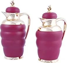 Al Saif Rawiya 2 Pieces Coffee And Tea Vacuum Flask Set Size: 0.7/1.0 Liter Color: Matt Dark Red/Gold