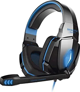 Datazone G4000 Stereo Gaming Headset with Microphone for Laptop and Smartphone, 3.5mm Jack with Headphone for Gaming with Volume Control (Blue), medium, Wired