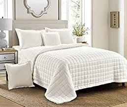 Soft Cozy Velvet Sherpa Fleece Reversible Winter Comforter Set, King Size (220 X 240 Cm) 6 Pcs Warm Bedding Set, Dual Side Square Stitched Pattern, Sy, White2