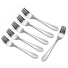 Soleter Stainless Steel Cake Fork With Mirror Polish | 6 Pieces Fruit Forks | Dessert Pastry Salad Forks For Home- Office- Dessert Shop And Party