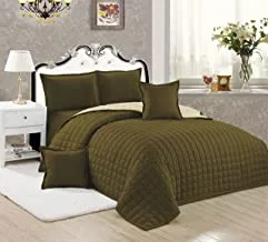 Sleep Night Compressed Dual Color 6 Pieces Comforter Set, King Size 220 X 240Cm, Reversible Bedding Set for All Seasons, Double Side Quilt Stitching, Green