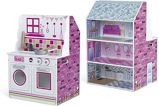 PLUM 2 IN 1 WOODEN KITCHEN AND DOLLS HOUSE