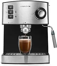 Lawazim Professional Espresso And Latte Coffee Machine 850 Watt With Milk Frother, Silver, 05-2410-01