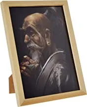 Lowha Old Chinese Man Wise Wall Art With Pan Wood Framed Ready To Hang For Home, Bed Room, Office Living Room Home Decor Hand Made Wooden Color 23 X 33Cm By Lowha